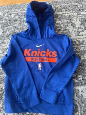 Nike Royal Blue Knicks Basketball Hoodie with Orange New Without Tags